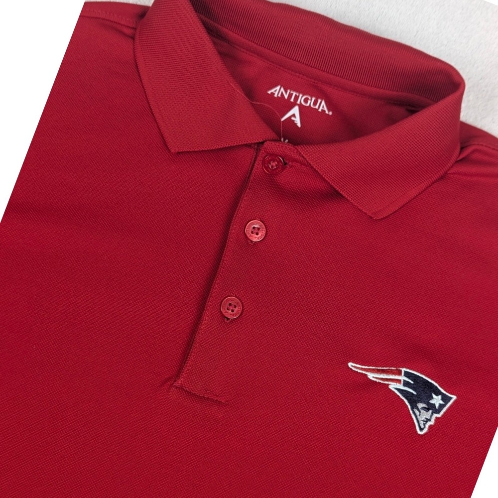 Antigua New England Patriots NFL Mens Medium Red Performance Polo Shirt 100465